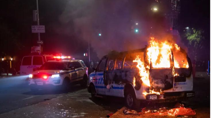 police van burning